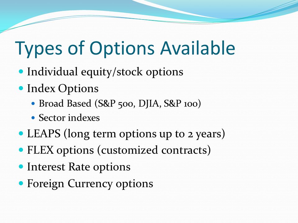 Different types of option contracts
